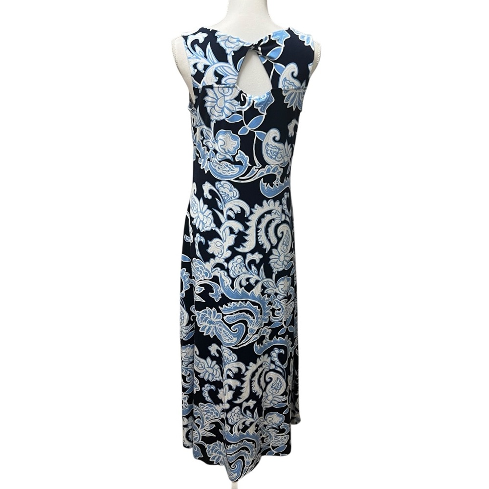 Talbots Jersey Knit Maxi Dress Dynamic Paisley Blue Sleeveless Size Medium NWT - Picture 3 of 14